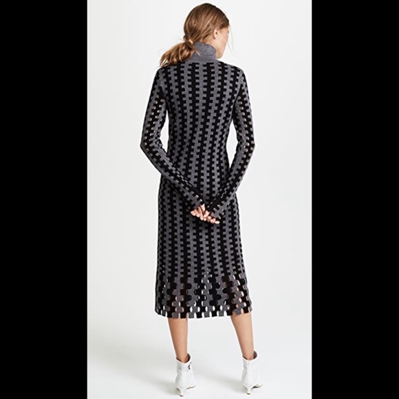 DIANE VON FURSTENBERG Turtleneck Long-sleeve Knit Intarsia Midi Dress - Picture 3 of 6